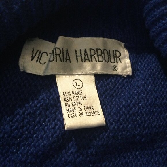 Victoria Harbour Blue n Gold Ladies Bedazzled sweater Vintage size: L - Picture 6 of 9